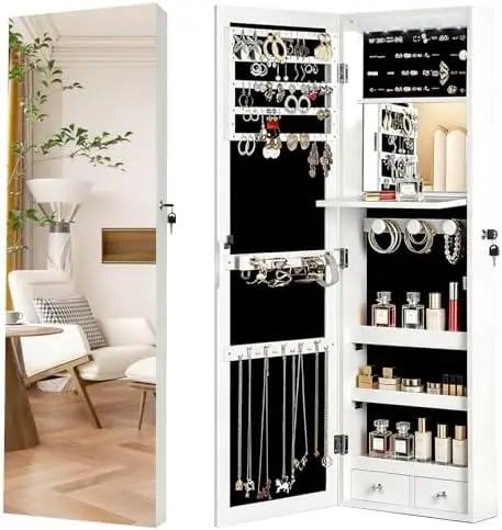 Full Length Mirror Jewelry Armoire - com espelho de corpo inteiro, 6
