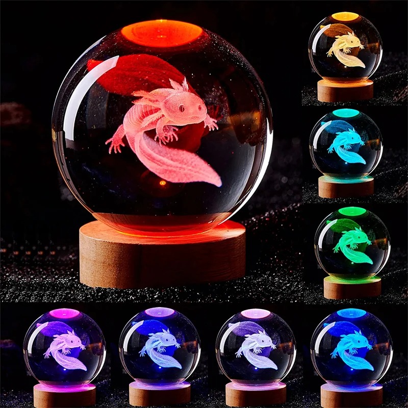 Floating Nightstand With Led Light - D2 3d axolotl lâmpada gravada bola