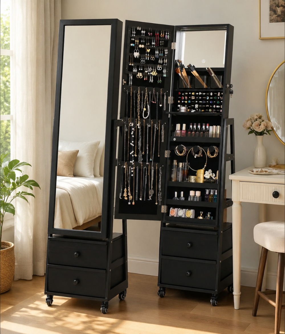 Full Length Mirror Jewelry Armoire - Armário de Joias com Espelho de