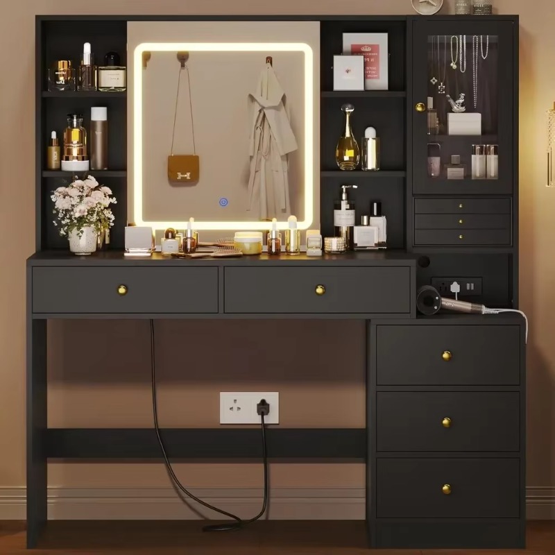 Dressing Table Vanity With Lighted Mirror - Mesa de toucador com 5 gavetas,