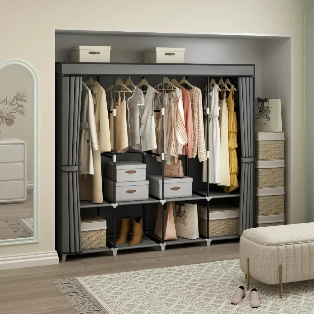 Guarda-roupa portátil de 67 po - Wardrobe Closet Portable Fabric Cover avaliação e preço