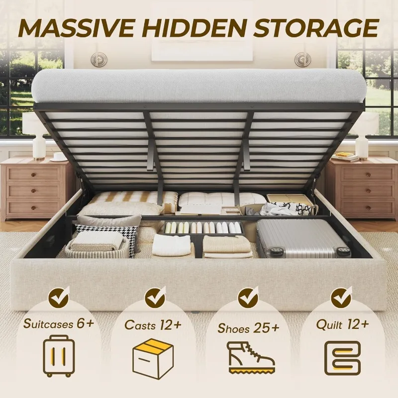 Cama Box HISOFT King Size com  - Gas Lift Storage Bed Hydraulic avaliação e preço
