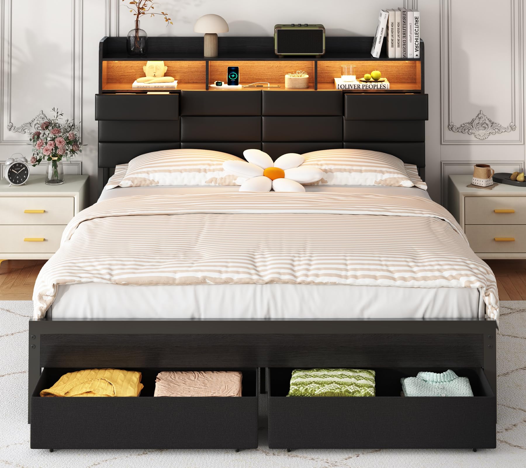 Estrutura de cama King Size co - King Size Bed Frame With Storage Drawers avaliação e preço