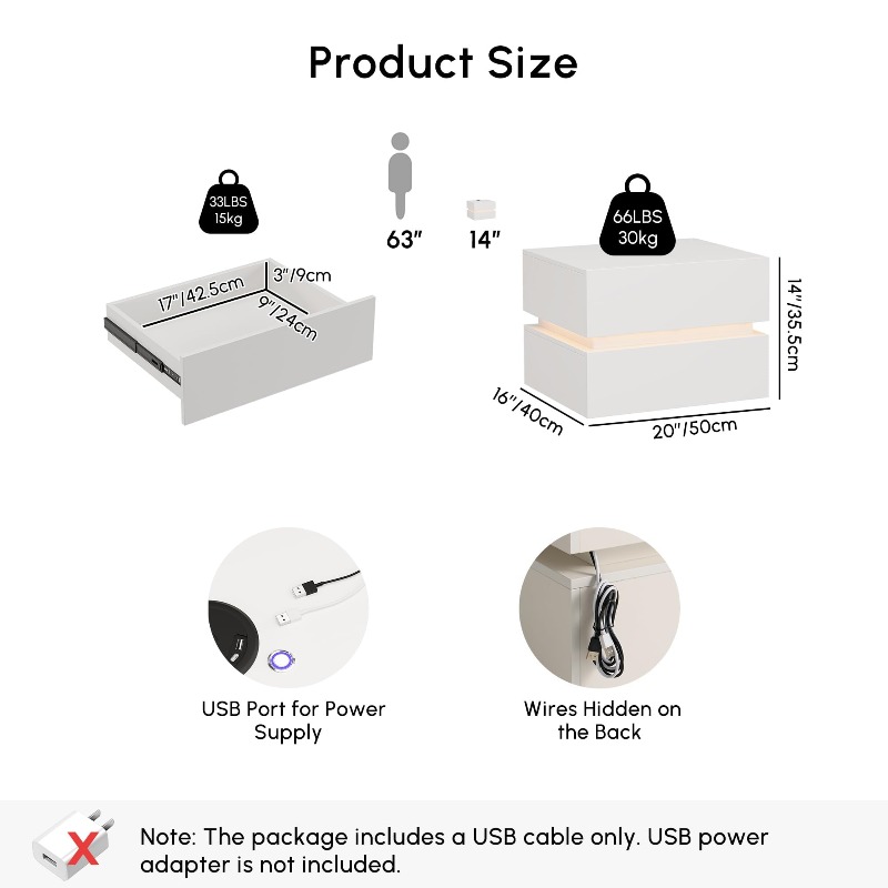 Conjunto de 2 mesas de cabecei - Floating Nightstand With Led Light avaliação e preço