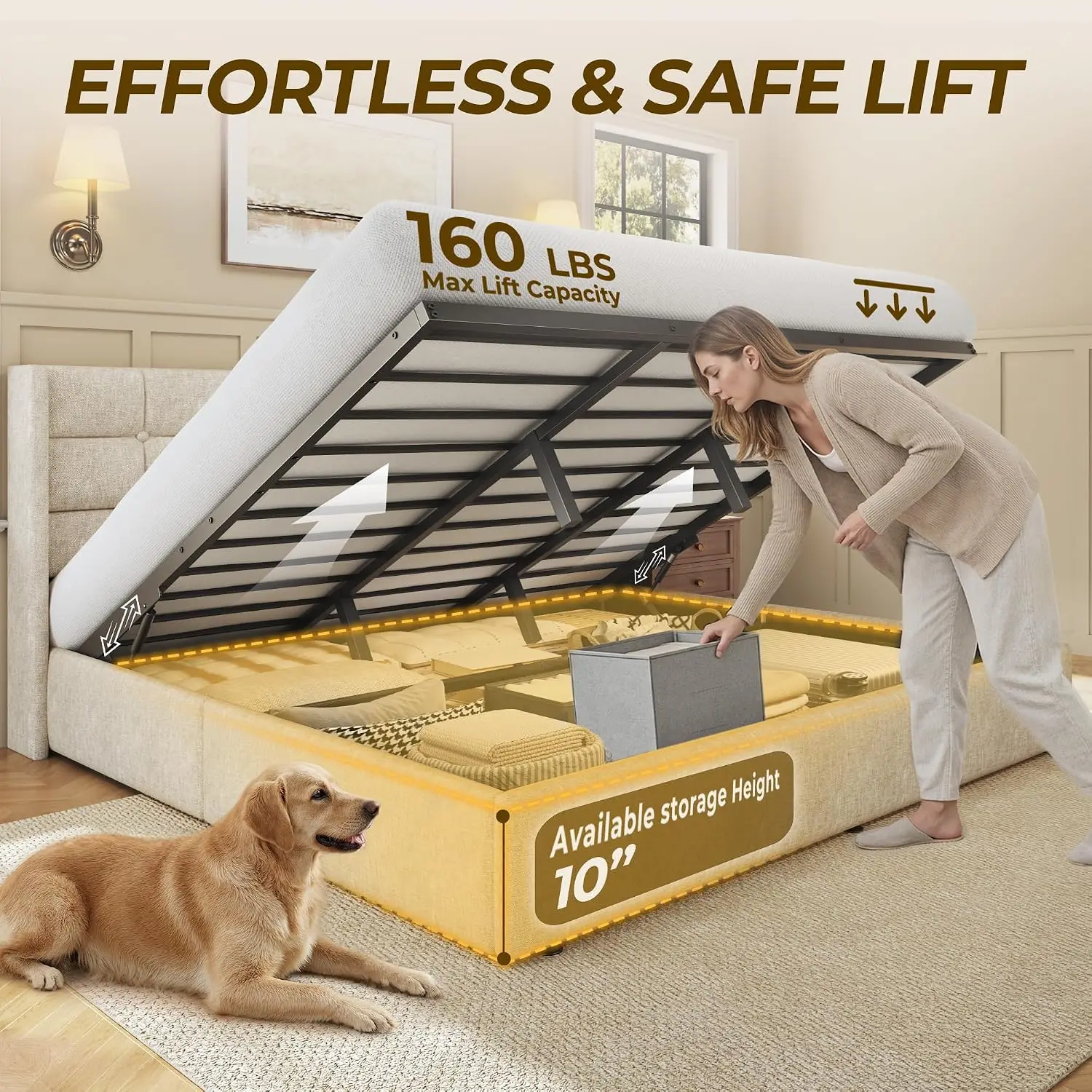 Cama King Size com Armazenamen - Gas Lift Storage Bed Hydraulic avaliação e preço