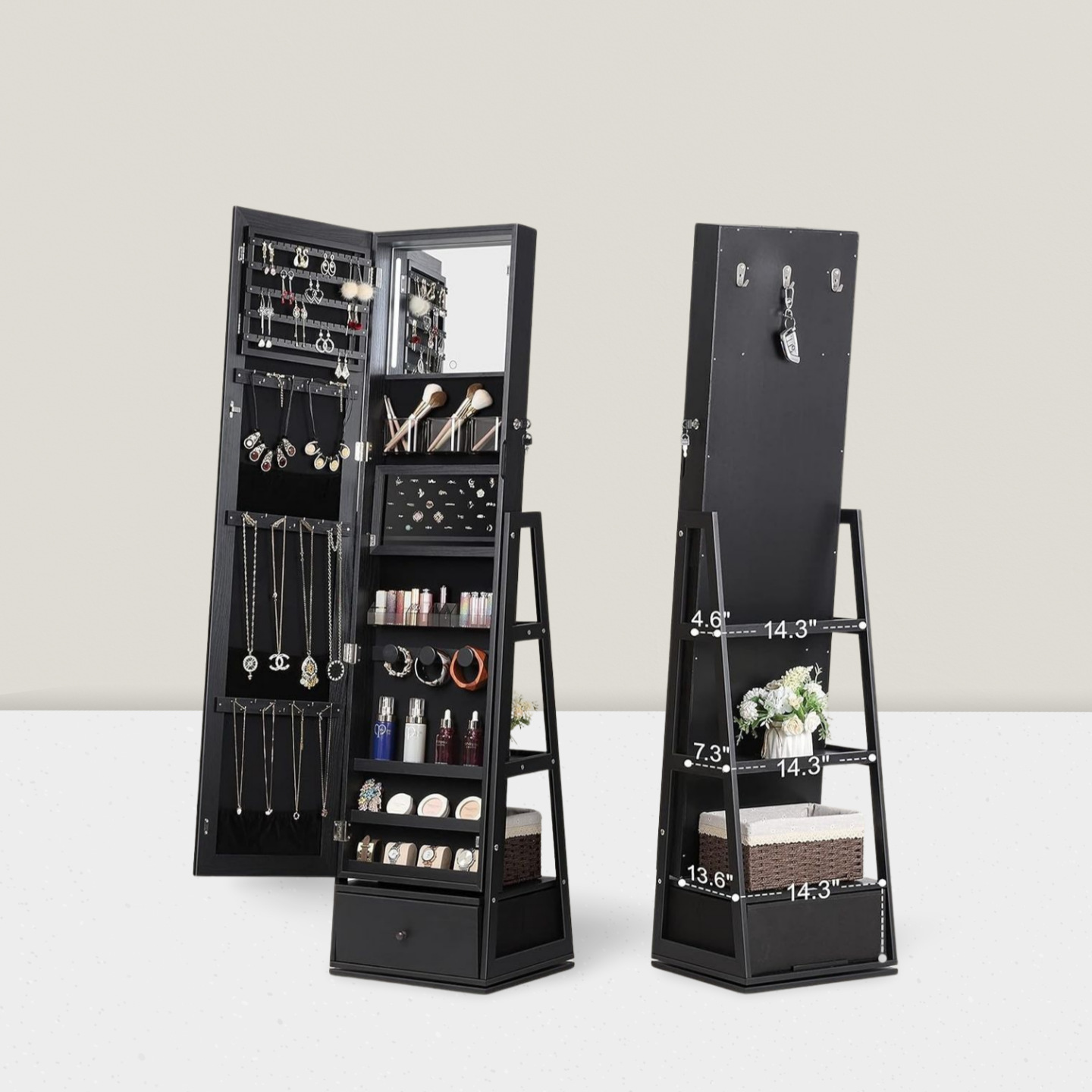 Espelho de corpo inteiro para  - Full Length Mirror Jewelry Armoire avaliação e preço