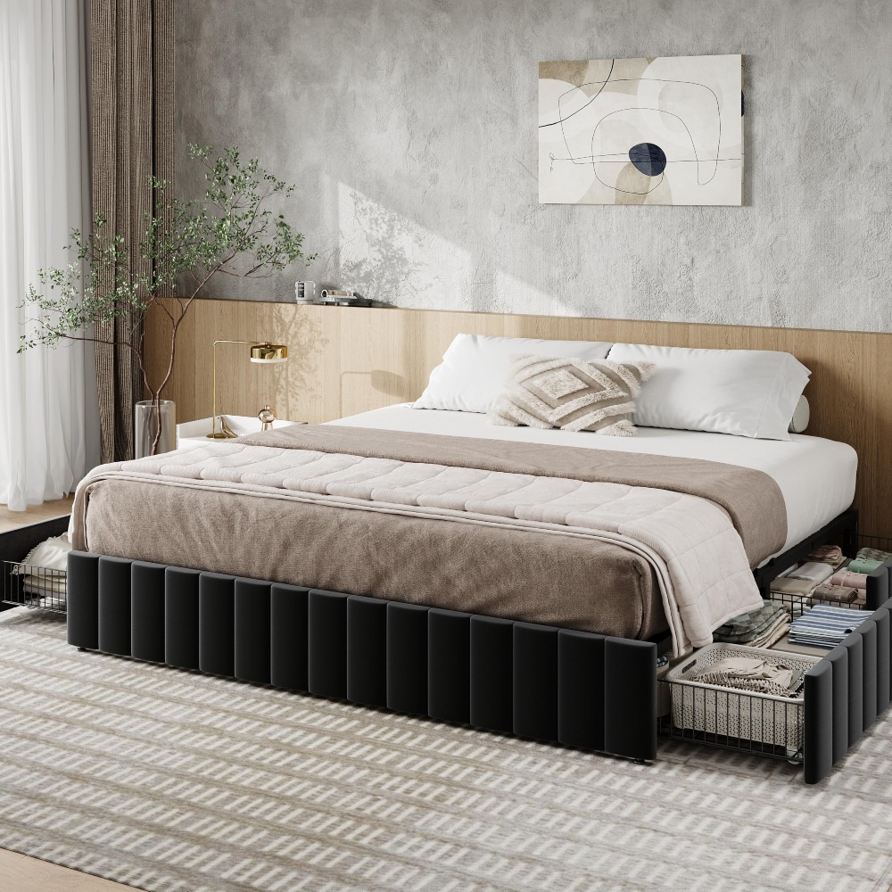 Base de Cama Plataforma King S - King Size Bed Frame With Storage Drawers avaliação e preço