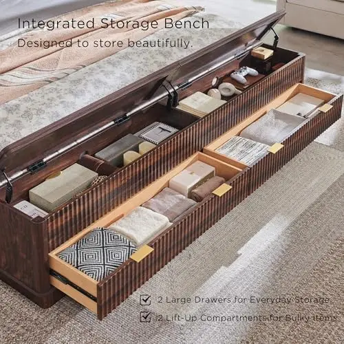 Estrutura de Cama King Size Ca - King Size Bed Frame With Storage Drawers avaliação e preço