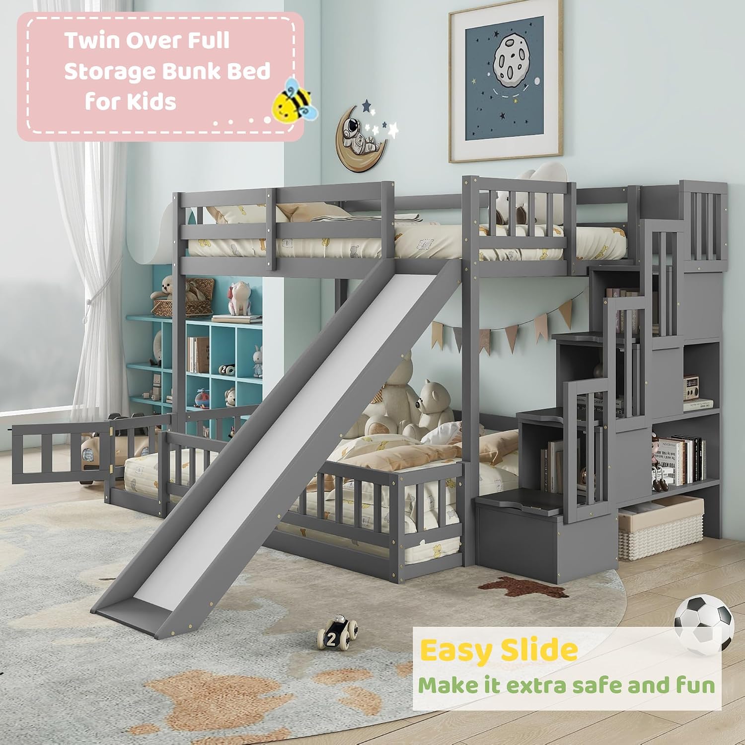 Beliche com cama superior e in - Bunk Bed With Stairs And Slide avaliação e preço